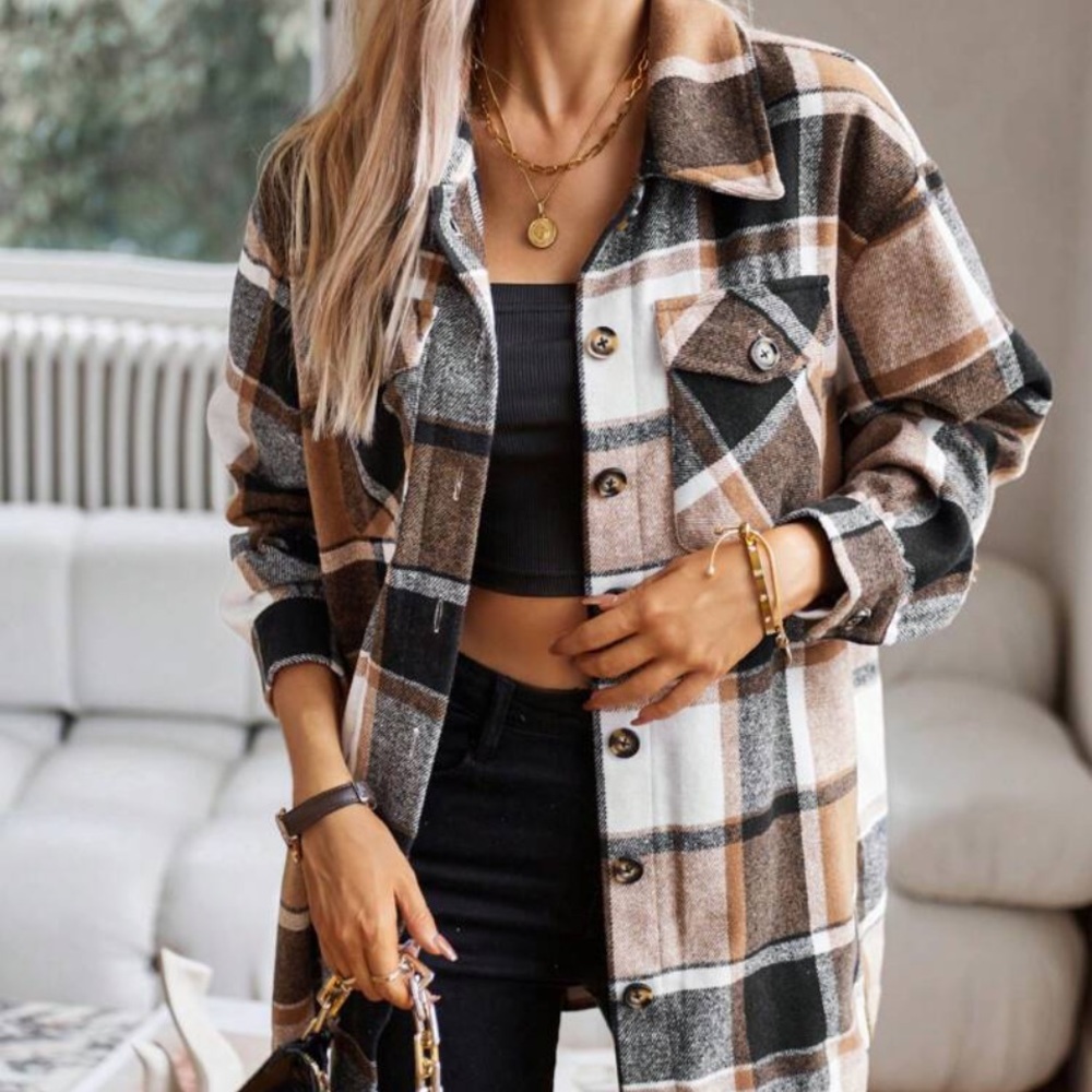 New plaid button down flannel jacket - Picture 3 of 6